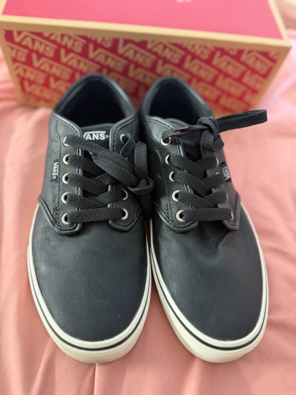 Vans Men’s Black Canvas Low-Top Sneakers with White Sole